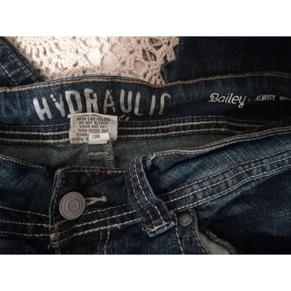 Hydraulic 9/10 Dark Wash Bailey Almost Boot Y2K 90s Distressed Denim Jeans - Picture 6 of 7